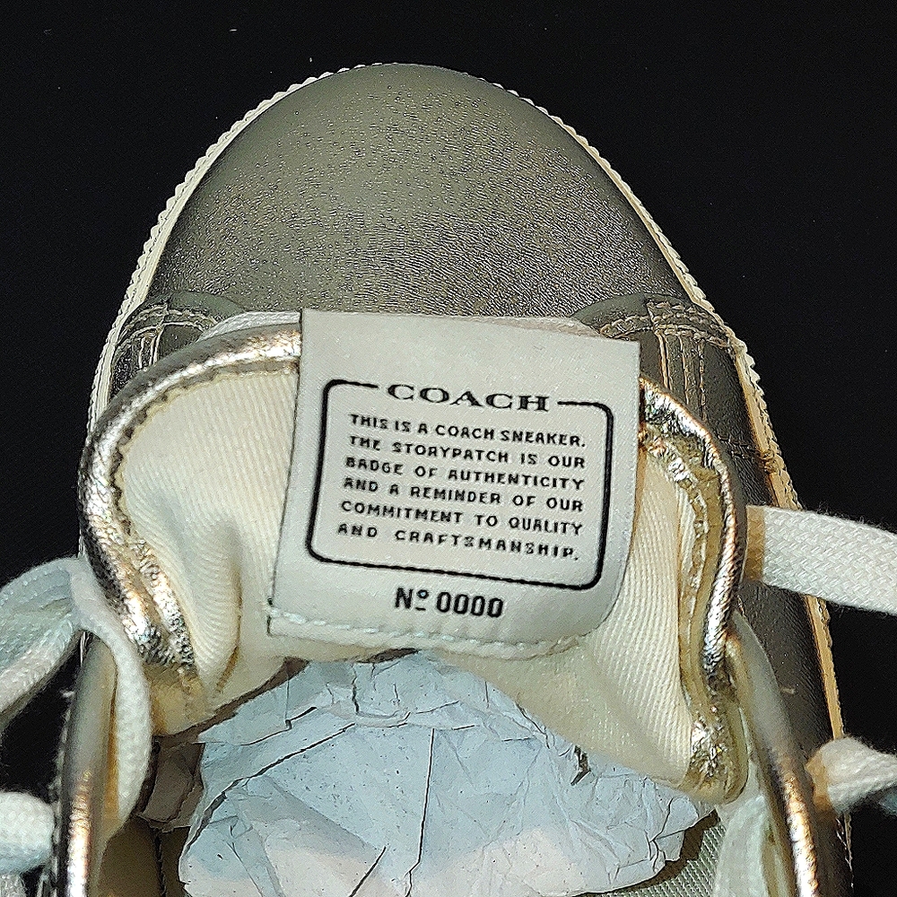 NIB COACH Low Top Sneaker C136 Metallic Champagne - Picture 5 of 10